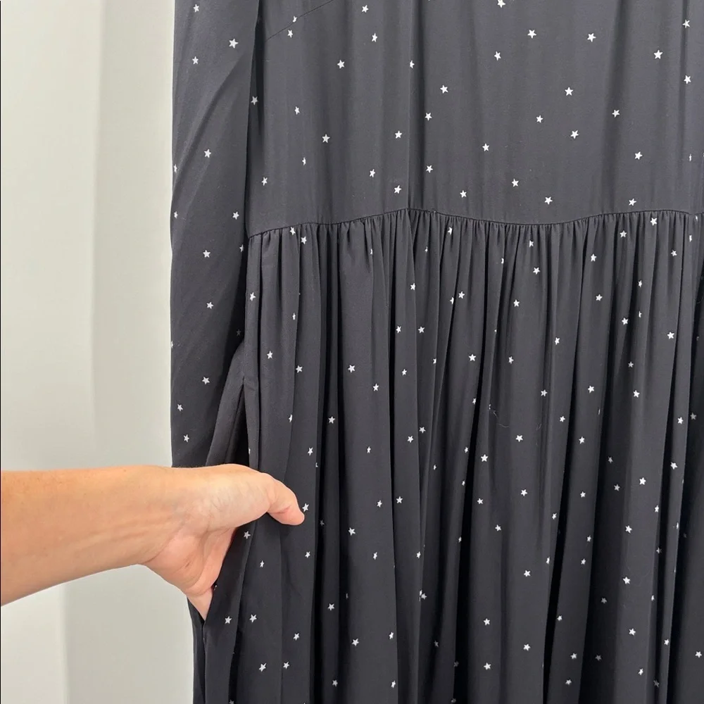 Madewell Alicia Long-sleeve Scoop Neck Midi Dress in night stars NWT - Picture 8 of 16